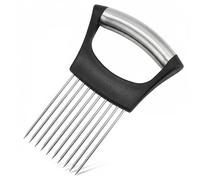 10-Pin 304 Stainless Steel Onion Slicer Holder, 14.3x9.5cm Professional Vegetable Cutter for Tomato, Potato, Lemon, Secure Grip for Uniform Slices, Rust-Proof & Easy Clean Kitchen Gadget