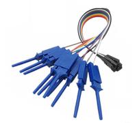 10-Pin Hook Clip Leads for Logic Analyzers - 20 cm Retractable Spring-Loaded Probes, High-Temp Copper Wire, Compatible with Hobby(Blue)