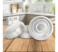 10 Pk Coppice Small Round Aluminium Foil Pie Dish With Plastic Lid For Baking, Serving & Food Storage 15 X 4Cm