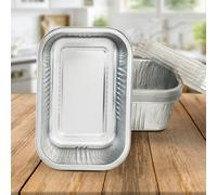10 Pk Coppice Strong Aluminium Foil Oven Tray With Plastic Lid 20 X 13 X 7Cm. Freezer, Microwave & Oven Safe