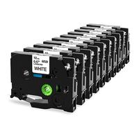 10-Pk TZe-231 Replacement for Brother Label Tape 12mm Black on White TZe231