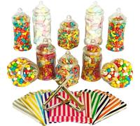 10 Plastic Sweet Jars, 5 styles, 2 tongs, 50 bags for Truly Sweet Candy Buffet (Yellow)