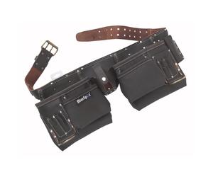 10 Pocket Heavy Duty Oil Tanned Tool Pouch - Belt Leather Double Deluxe Blue - tool belt oil tanned leather double deluxe blue spot 16335