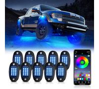 10 Pods RGB LED Rock Lights Kit with APP Control, Multi-Color 175° Beam Angle Car Underglow Lights for Trucks, Waterproof Music Mode, Neon Underbody Lights for Jeep UTV SUV ATV Boat Golf Cart Exterior