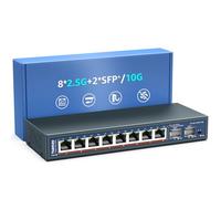 10 Port 2.5G Umanaged Ethernet Switch, 8 x 2.5G Base-T Ports, 2 x 10G SFP, Compatible with 100/1000/2500Mbps, Metal Fanless, Desktop/Wall Mount YuanLey 2.5Gbe Network Switch for Wireless AP, NAS, PC