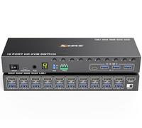 10 Port 8 Port KVM Switch HDMI 4K@60Hz EDID Simulation, USB 3.0 HDMI KVM Switch for 10 Computers Share 1 Monitor and Keyboard mouse, KVM Switches with Audio RS232 Wired Remote 12V Power and USB Cable