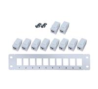 10 Port CAT6 RJ45 Through Coupler Panel with Back Wallmount Or Rackmount for CAT6 UTP STP Cabling