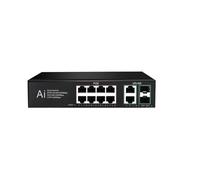 10-Port POE Switch Gigabit Network Switch POE VLAN with SFP 10/100/1000Mbps (Color : 8 POE 2 SFP Black)