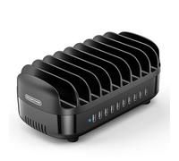 10 Ports Charging Station for Multiple Devices - NTONPOWER USB Fast Charging Dock, Phone Tablets Organizer Stand for 10 iPads (2.4A Each, 24A in Total), Apple Products, Kindle and More [ETL Listed]