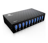 10 Ports USB Hub 3.0 Powered Aluminium - USB Hub Charger - Multiple Port - USB Splitter Hub with Power Adapter 12V/5A/60W - for Laptop, PC,Flash Drives, HDD,Hard Drive,Mouse,XPS,Xbox,Keyboard