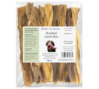 10 Premium Braided Lamb Skin Sticks for Dogs by Britten and James