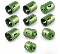 10 Premium Diamond Hole Saw Set for Tiles & Quartz Worktop, 60mm Cutting Length & 10mm Shank, Serrated Vacuum Brazed Dry Core Drill Bit Kit for Porcelain, Marble, Granite, Stone (25 mm)