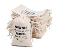 10 Premium Organic Muslin Drawstring Bags 4x6" - Wedding Party Favor Set for Bachelorette Hangover Kits & Holiday Gifting | Reusable Double-Layer Unbleached Cotton Pouches (Golden Heart)