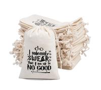 10 Premium Organic Muslin Drawstring Bags 4x6" - Wedding Party Favor Set for Bachelorette Hangover Kits & Holiday Gifting | Reusable Double-Layer Unbleached Cotton Pouches (I solemnly swear that I am