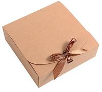 10 Present Gift Boxes, 16x16x5cm Rectangle Paper Gift Box with Lid & Bow Ribbon, Party Favor Bags Paper Presentation Boxes for Parties, Christmas, Birthday, Wedding, Packing Dress, Gloves, Soap etc