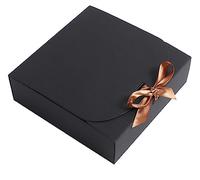 10 Present Paper Gift Boxes, 16x16x5cm Rectangle Black Gift Box with Lid & Bow Ribbon, Party Favor Bags Paper Presentation Boxes for Parties, Christmas, Birthday, Wedding, Scarf, Gloves, Soap etc