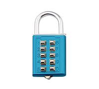 10 Push Button Combination Padlock, Blue Anti-Theft Security Password Lock with 5 Digit Preset Code Keyless for Gym Locker Drawer Luggage Cabinet