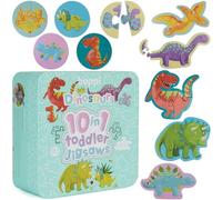 10 Puzzles in 1 Premium Progressive Jigsaw Puzzles for Toddlers 18 Months Plus - T-Rex, Stegosaurus, Triceratops Dinosaurs Child Development Toys by boppi - 100% Recycled Card