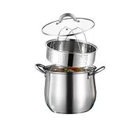 10 Quart Large Stock Pot with Steamer and Glass Lid, Stainless Steel Mirror Polished Stockpot Soup Pot for Cooking, Silver, Dishwasher Safe