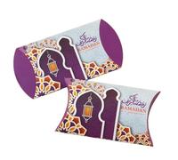 10 Ramadan Mubarak Favour Boxes, Purple, Gold Pillow Boxes, Return Gift Favours, Sweet Bags, Candy Box, Goodies, Hamper Gift, Decorations.