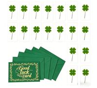 10 Real Four-Leaf Clover Specimens-,Laminated Irish Four-Leaf Clover Bookmarks, 2.56x3.74 Inches, St. Patrick's Day Good Luck Charm Gift for Book Lovers(Green Envelope)