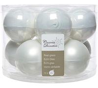 10 Real Glass Christmas Tree Baubles Winter White 6cm Decorative Hanging Tree Ornaments