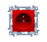 10 Red Module 1x Schuko Socket with Shutters Screw Terminals 16A