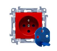 10 Red Module 1x Socket Z/U with Data Connection with Key Screw