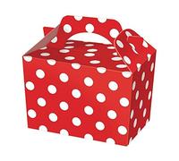 10 Red Polka Dot Party Boxes - Spotty Food Loot Lunch Cardboard Gift