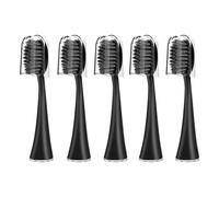 10 Replacement Brush Heads for Burst Pro Electric toothbrushes, Soft Charcoal bristles with dust caps(5pcs Black)