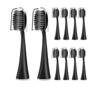 10 Replacement Brush Heads for Burst Pro Electric toothbrushes, Soft Charcoal bristles with dust caps(10pcs Black)