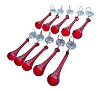 10 Retro Red Orb Chandelier Drops Droplets Cut Glass Crystals Beads Prisms Christmas Tree Ornaments Vintage Wedding Decorations Light Lamp Parts (ORB RED)