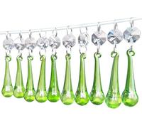 10 Retro Sage Green Orb Chandelier Drops Droplets Cut Glass Crystals Beads Prisms Christmas Tree Ornaments Vintage Wedding Decorations Light Lamp Parts (ORB SAGE)