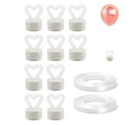 10 Reusable Heart Shaped Balloon Weights Set with 2 Rolls 10m Ribbon, Balloon Pendant Holder, Suitable for Birthday Party, Wedding Decoration