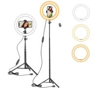 10" Ring Light with 59" Extendable Tripod Stand & Phone Holder for YouTube Video, Dimmable Led Ring Light for Camera, Video, Makeup