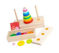 10 Rings Puzzle Game Wooden Tower Robust Safe Colorful Wood Blocks Toy for Kids Logical Thinking Educational Toy for Home School Kindergarten (Large Size)