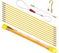 10 Rods 33cm Fiberglass Electrical Cabling Rods, Connectable Fish Tape Pull Kit with Hook and Hole Kit in Transparent Tube