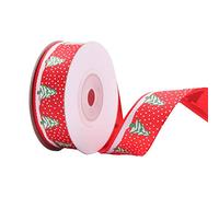 10 Rolls 10 Yards 20mm Christmas Tree Snowflake Printing Red Grosgrain Ribbon for Gift Wrapping Festival Party Bows Making Decoration Christmas Decorations Outdoor