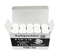 (10 Rolls) 2 1/4 x 16 Thermal Paper Rolls Coreless 2.25 (57mm) x 16 ft 1 Ply Poynt Smart Payment Terminal Receipt Printer Paper Rolls BPA Free From BuyRegisterRolls