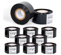 10 Rolls 25mm x 100m Black Thermal Transfer Ribbon Resin for Coder Printer Machine, Black Color Ribbon for Coding Printing Machine