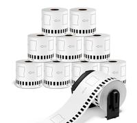 10 Rolls 62mm x 30.48m Address Labels Compatible with Brother DK-22205 | DK22205 Paper Continuous Length Labels for Brother QL-500, QL-600, QL-700, QL-800, QL-810W, QL-820NWB, Black on White