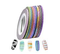 10 Rolls Color Glitter Nail Art Striping Foils Shining Tape Line Gold Silver Wire DIY Styling Tool Sticker Decal by Clest F&H (2mm)