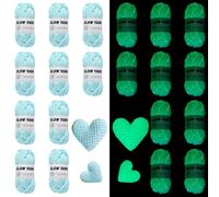 10 Rolls Glow in The Dark Yarn for Crochet, Yarn for Crocheting 10x50g, Crochet Kit for Beginners - DIY Arts, Crafts, Knitting Sewing Crocheting Supplies - Christmas Halloween Decorations (Blue)