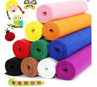 10 Rolls Large Felt Sheets, 8 x 35 Inches Stiff Fabric Bundle, Assorted Classic Colors Non-Woven Craft Material for DIY Craftwork Sewing Patchwork