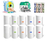 10 Rolls Multicolor Printer Paper for Kids Instant Print Camera, HD Printing Thermal Print Paper (Red/Orange/Blue/Green/Black)