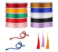 10 Rolls Nylon Cord, 0.8mm String for Bracelets, Chinese Knotting, Colored Beading for Braided Ropes, Jewelry Making, Beads, Wind Chimes (10 Colors)