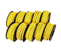 10 Rolls of 0-9 Number Tube,Yellow Flexible PVC Concave Cable Wire Markers Label Tag (6mm2)