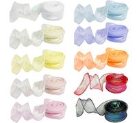 10 Rolls Organza Roll, 4cm x 9m Organza Sash Glitter Fabric, Snow Sheer Rainbow Organza, Chiffon Ribbon, Decorative Ribbons for Weddings, Furnishings, Celebrations, Party Decorations, DIY Crafts