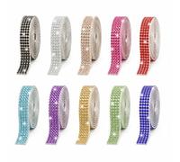 10 Rolls Self-Adhesive Rhinestone Ribbon Strip for DIY Crafts Party Decor | Sparkling Crystal Bling Ribbon Self-Adhesive Peel & Stick Shiny Rhinestones for Wedding Phone Cases Crafts Shoes Decoration