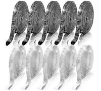10 Rolls Self Adhesive Rhinestone Ribbons 4 Rows Glass Crystal Diamond Tapes with High-Temp Adhesive for Wedding Veils, Clothing, Cake Decor, DIY Crafts Black&White